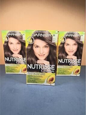 NWT 3 Boxes of Garnier Nutrisse Ultra Crème Permanent Hair Dye, Medium Ash Brown